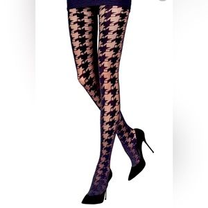 Emilio Cavallini 3D Houndstooth/Dogtooth Tights Black M/L